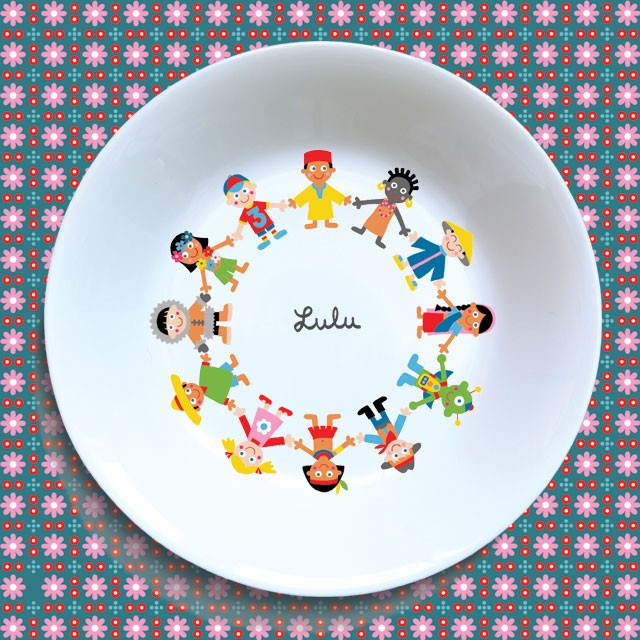 Assiette creuse 19 cm Souvenirs d'enfance en porcelaine décoration enfant